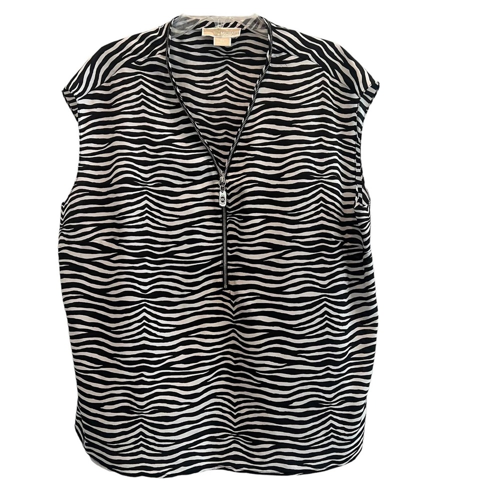 Michael Kors Black and White Zebra Print Blouse